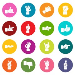 Poster - Hand gesture icons many colors set