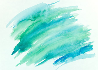 Wall Mural - blue and green watercolor brush stroke abstract hand painted background