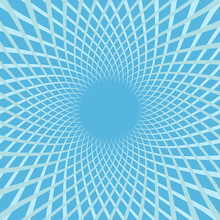 White Color Spiral Flower Speed. Colorful Swirl Movement Bright Line Set. Circle Glowing Template. Sunburst, Starburst Shape. Blue Abstract Background. Flat Design.