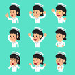 © jaaakworks - Cartoon female nurse faces showing different emotions