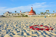 View From The Beach Of The Historic Hotel Del Coronado,San Diego, California.