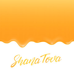 Wall Mural - Shana Tova. Rosh Hashanah greeting card with honey and lettering.