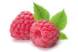 Fototapeta  - Ripe raspberries isolated on the white background.