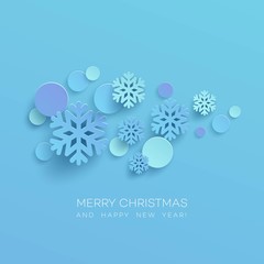 Wall Mural - Abstract Papercraft Snowflakes Christmas Background. Vector illustration