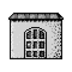 Wall Mural - monochrome pixelated house with roof and big door