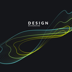 Poster - Vector abstract background with a colored dynamic waves, line and particles. Illustration in minimalistic style