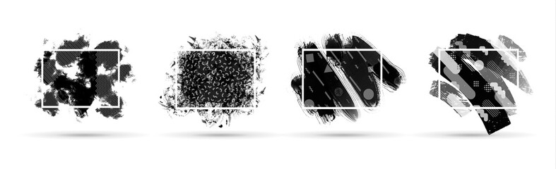 Poster - vector black and white graphics. hipster frames