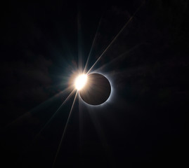 Total solar eclipse, photograph of the phenomenon, Fiji Island year 2012