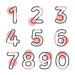 (element) set of ten numbers form zero to nine, number flat design