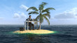 businessman working on the small island