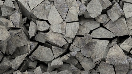 Rocks pieces background. 3d illustration