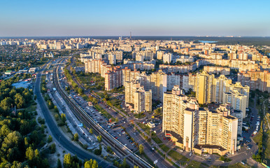 Poster - Birds eye view of Troieshchyna district of Kiev, Ukraine