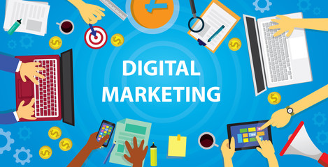 Wall Mural - business concept. internet online digital marketing vector