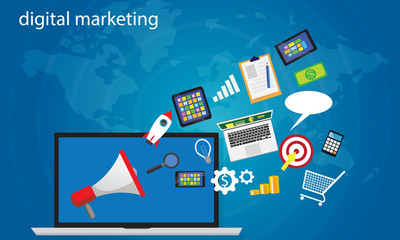 Wall Mural - business concept. internet online digital marketing vector