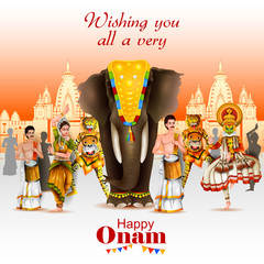 Wall Mural - Happy Onam holiday for South India festival background