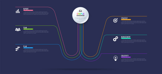 Leinwandbilder - Business data visualization. Process chart. Abstract elements of graph, diagram with 6 steps, Parts or Processes. Business presentation.