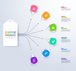 Leinwandbilder - Business data visualization. Process chart. Abstract elements of graph, diagram with 6 steps, Parts or Processes. Business presentation.