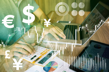 Poster - financial technology concept. Internet of Things. Information Communication Technology. mixed media.