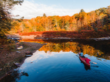 Canoe, Paddle, River, Foliage, Autumn, Trees, Aerial, Road, Landscape, Northeast, New England, Country, Leaf, Change, Nature, Yellow, Orange, Forest, Pattern, Color