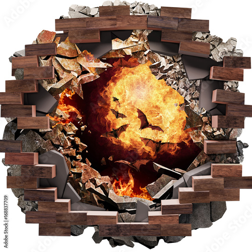 Bats Break Through Hole On The Floor Tiles Bricks Bats Break Through Hole On The Floor Tiles Bricks Concrete Background