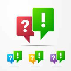 Poster - 2 speech bubbles with question answer mark red/green