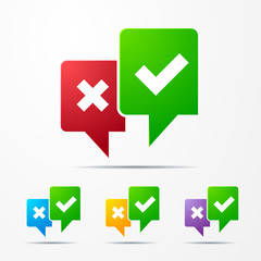 Poster - 2 speech bubbles with check mark red/green