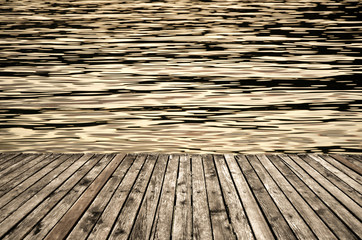 Poster - olf boardwalk in front and water behind