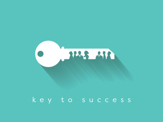 key to success is in teamwork and communication business vector concept.