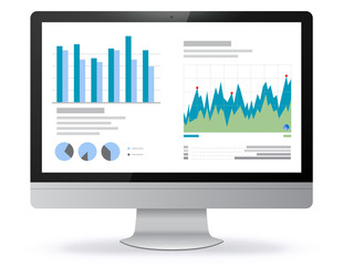 Poster - Computer Screen Illustration With Financial Charts and Graphs Screen
