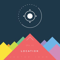 Sticker - Location icon design on modern flat background