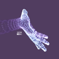 Wall Mural - Human Arm. Hand Model. Connection structure. Future technology concept. 3D Vector illustration.