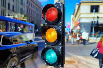 Traffic light at the crossroads