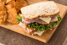 Turkey Ham Swiss Cheese Sandwich Lunch With Chips
