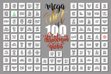Wall Mural - mega set of 100 christmas lettering quotes to new year
