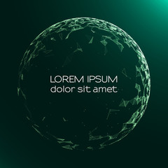 Poster - the sphere consists of points and lines. abstract globe mesh. vector illustration with colorful grid
