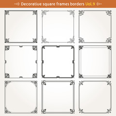 Canvas Print - decorative square frames and borders set 9 vector