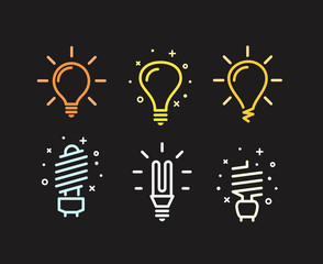 Poster - Different modern lightbulb vector silhouettes