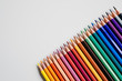 .Minimalist composition of wooden pencils of many different colors. Back to school photography