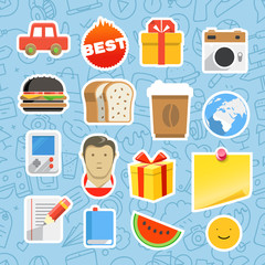 Poster - Different mobile or web application stickers vector set