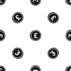 Poster - Coins of pound pattern seamless black