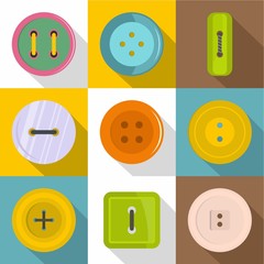 Poster - sewing items icons set, flat style