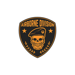 paratrooper skull with wings. military emblem. design element for logo, label, emblem, sign. vector 