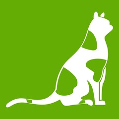 Canvas Print - Sitting cat icon green