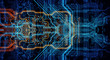 Technology background/Abstract technology background made of different element printed circuit board.  Printed circuit board in the server executes the data. 