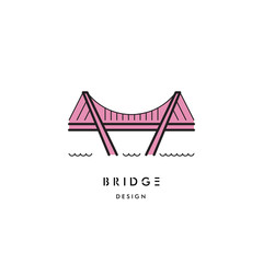 Wall Mural - The logo with the image of the cable bridge. Vector logo of the bridge isolated on white background