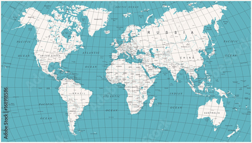 Plakat Mapa świata Polityczny wektor