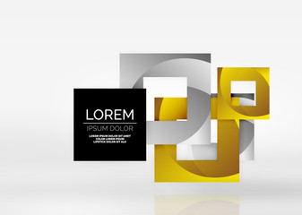 Poster - Squares geometric shapes in light grey 3d space