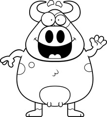 Poster - Cartoon Cow Waving