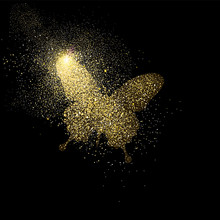 Butterfly Gold Glitter Art Symbol Illustration