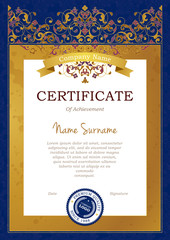 Wall Mural -  Certificate template in Eastern style.